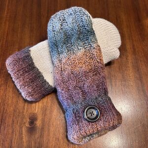 Handmade Multi-colored wool Recycled sweater mittens, upcycled sweater mittens,